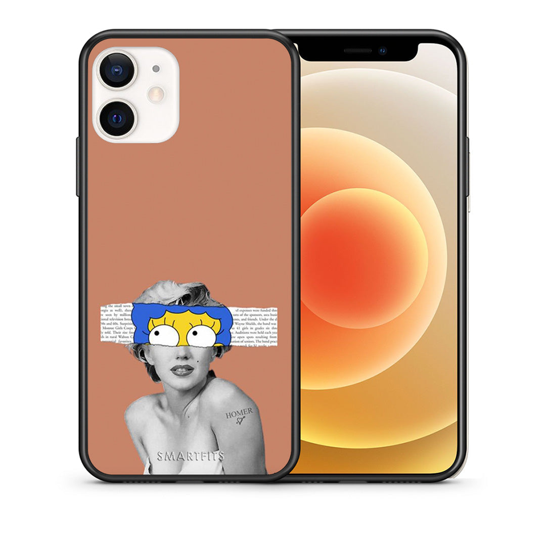 Θήκη iPhone 12 Mini Sim Merilyn από τη Smartfits με σχέδιο στο πίσω μέρος και μαύρο περίβλημα | iPhone 12 Mini Sim Merilyn case with colorful back and black bezels
