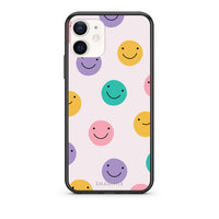 Thumbnail for Θήκη iPhone 12 Mini Smiley Faces από τη Smartfits με σχέδιο στο πίσω μέρος και μαύρο περίβλημα | iPhone 12 Mini Smiley Faces case with colorful back and black bezels
