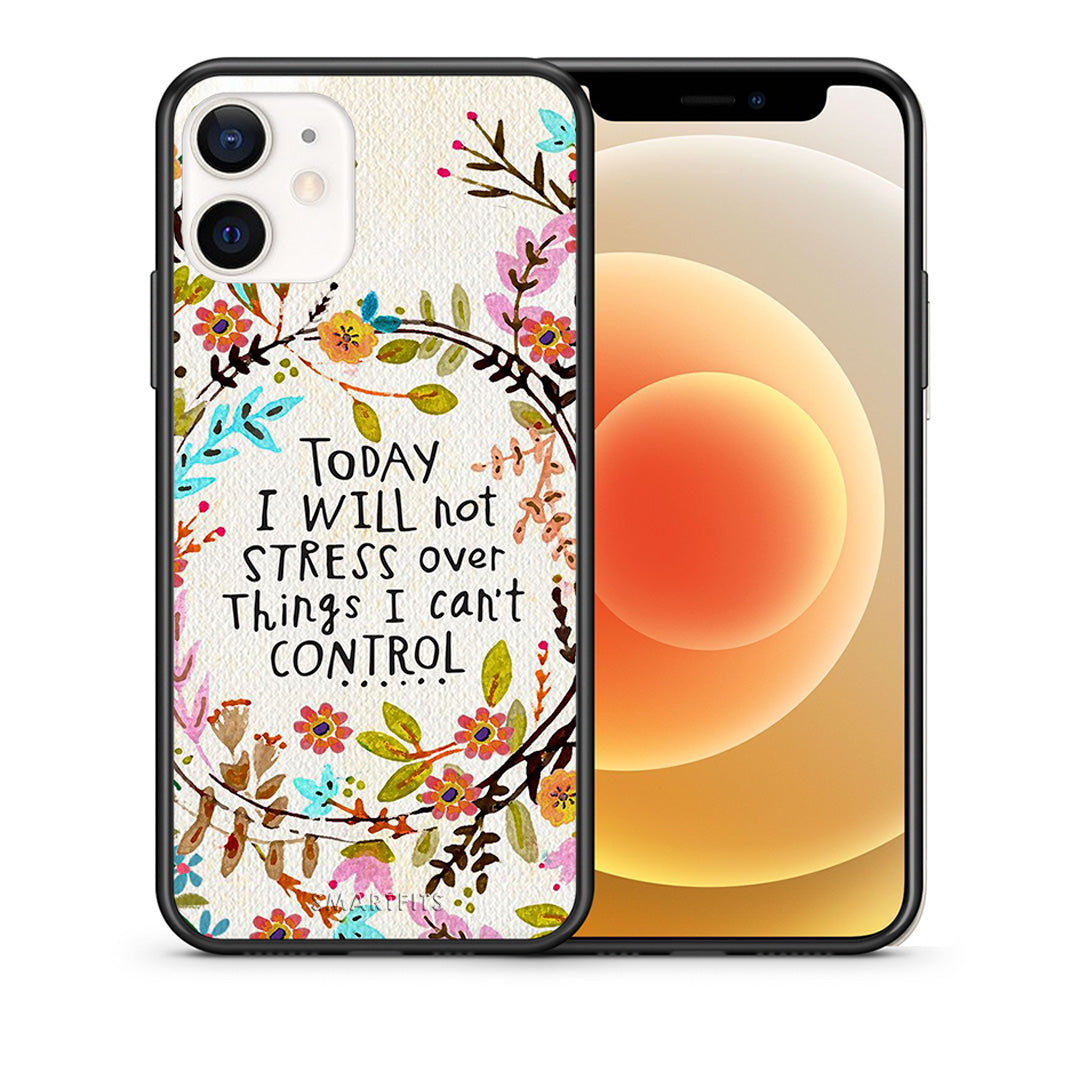 Θήκη iPhone 12 Mini Stress Over από τη Smartfits με σχέδιο στο πίσω μέρος και μαύρο περίβλημα | iPhone 12 Mini Stress Over case with colorful back and black bezels