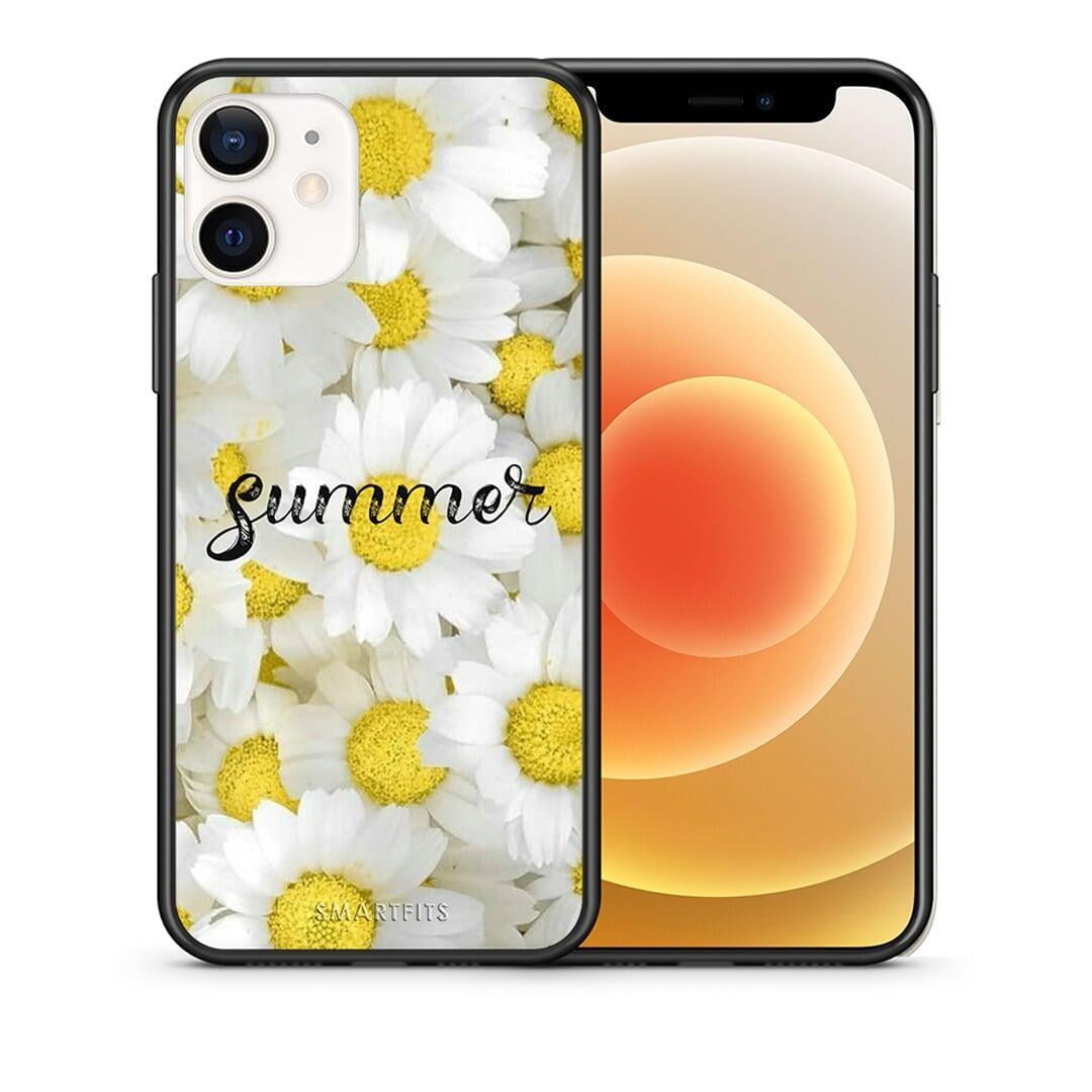 Θήκη iPhone 12 Mini Summer Daisies από τη Smartfits με σχέδιο στο πίσω μέρος και μαύρο περίβλημα | iPhone 12 Mini Summer Daisies case with colorful back and black bezels