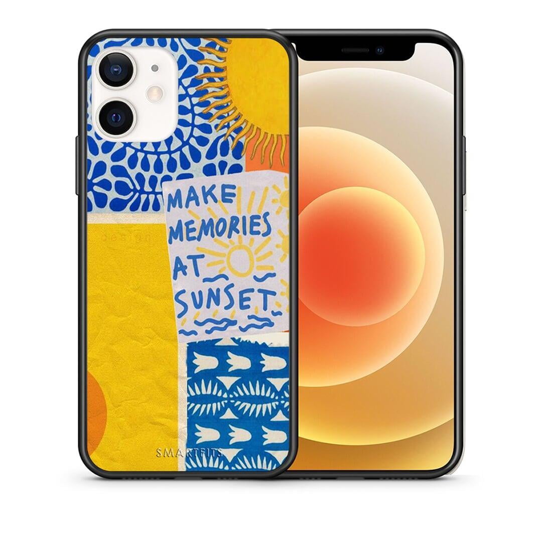 Θήκη iPhone 12 Mini Sunset Memories από τη Smartfits με σχέδιο στο πίσω μέρος και μαύρο περίβλημα | iPhone 12 Mini Sunset Memories case with colorful back and black bezels