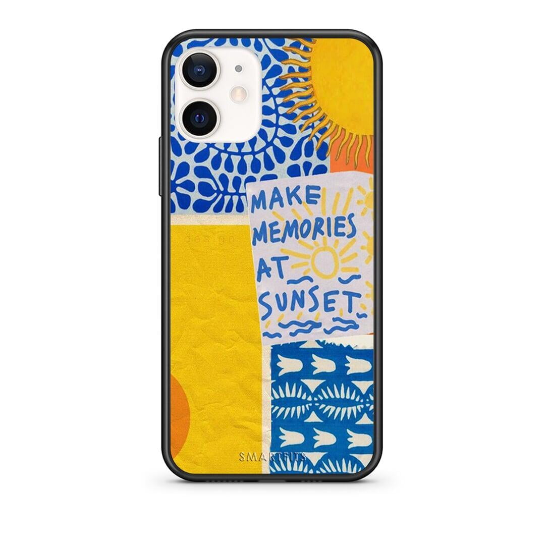Θήκη iPhone 12 Mini Sunset Memories από τη Smartfits με σχέδιο στο πίσω μέρος και μαύρο περίβλημα | iPhone 12 Mini Sunset Memories case with colorful back and black bezels