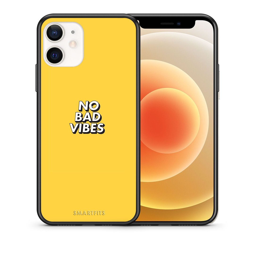 Θήκη iPhone 12 Mini Vibes Text από τη Smartfits με σχέδιο στο πίσω μέρος και μαύρο περίβλημα | iPhone 12 Mini Vibes Text case with colorful back and black bezels