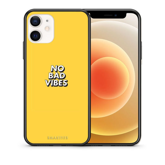 Θήκη iPhone 12 Mini Vibes Text από τη Smartfits με σχέδιο στο πίσω μέρος και μαύρο περίβλημα | iPhone 12 Mini Vibes Text case with colorful back and black bezels