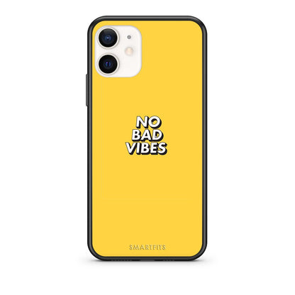 Θήκη iPhone 12 Mini Vibes Text από τη Smartfits με σχέδιο στο πίσω μέρος και μαύρο περίβλημα | iPhone 12 Mini Vibes Text case with colorful back and black bezels