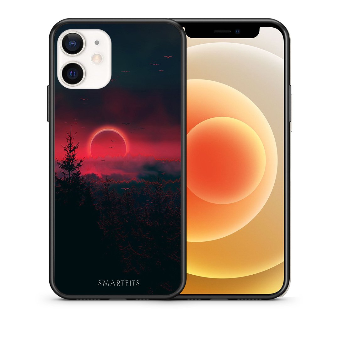 Θήκη iPhone 12 Mini Sunset Tropic από τη Smartfits με σχέδιο στο πίσω μέρος και μαύρο περίβλημα | iPhone 12 Mini Sunset Tropic case with colorful back and black bezels