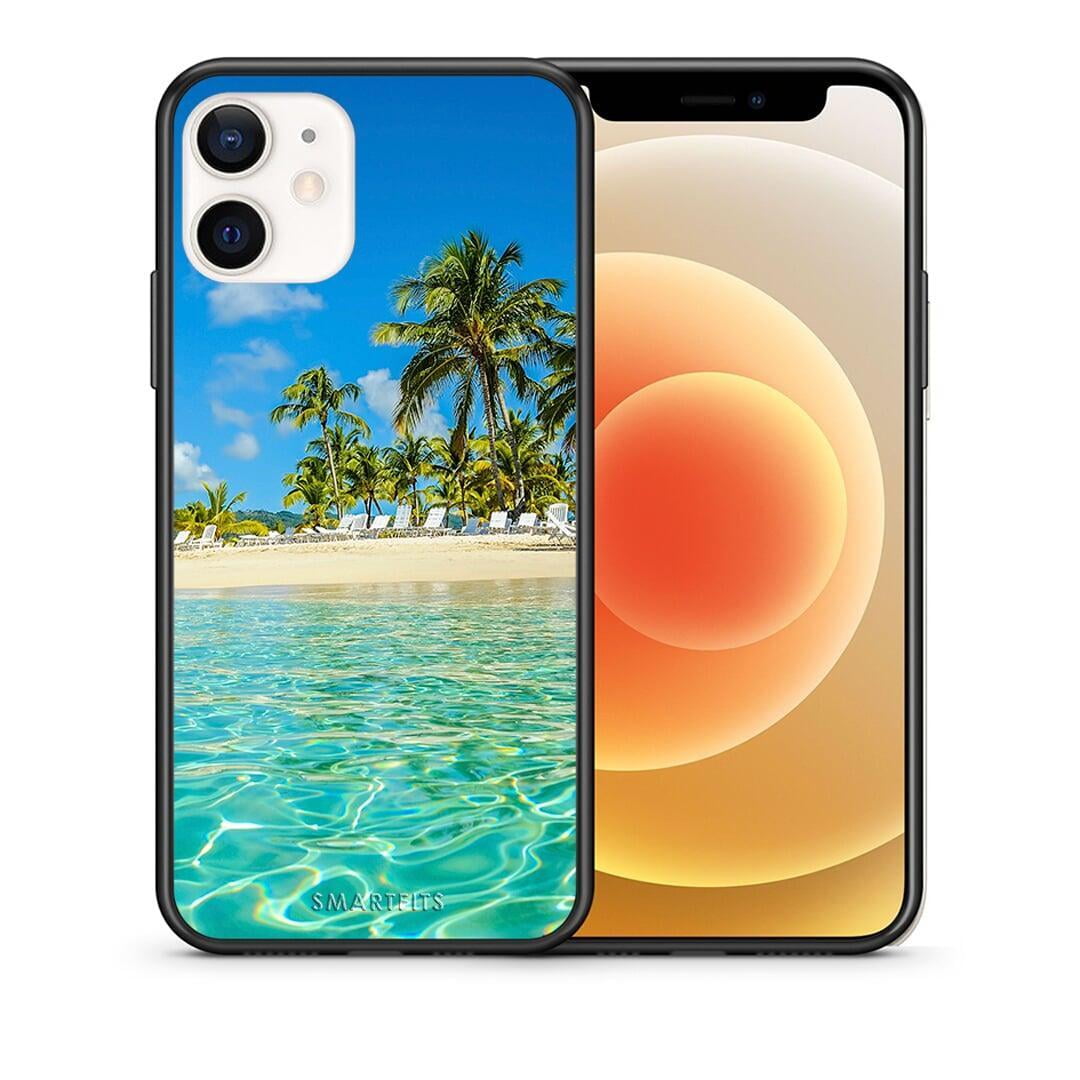 Θήκη iPhone 12 Mini Tropical Vibes από τη Smartfits με σχέδιο στο πίσω μέρος και μαύρο περίβλημα | iPhone 12 Mini Tropical Vibes case with colorful back and black bezels