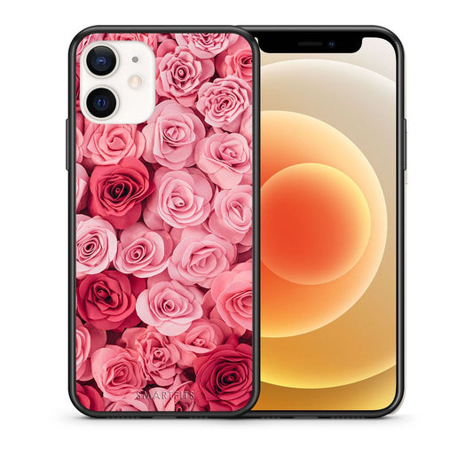 Θήκη iPhone 12 Mini RoseGarden Valentine από τη Smartfits με σχέδιο στο πίσω μέρος και μαύρο περίβλημα | iPhone 12 Mini RoseGarden Valentine case with colorful back and black bezels