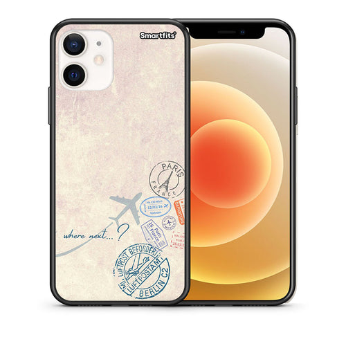 Θήκη iPhone 12 Mini Where Next από τη Smartfits με σχέδιο στο πίσω μέρος και μαύρο περίβλημα | iPhone 12 Mini Where Next case with colorful back and black bezels