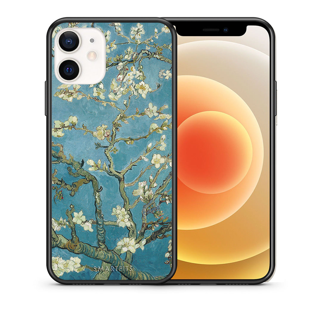 Θήκη iPhone 12 Mini White Blossoms από τη Smartfits με σχέδιο στο πίσω μέρος και μαύρο περίβλημα | iPhone 12 Mini White Blossoms case with colorful back and black bezels