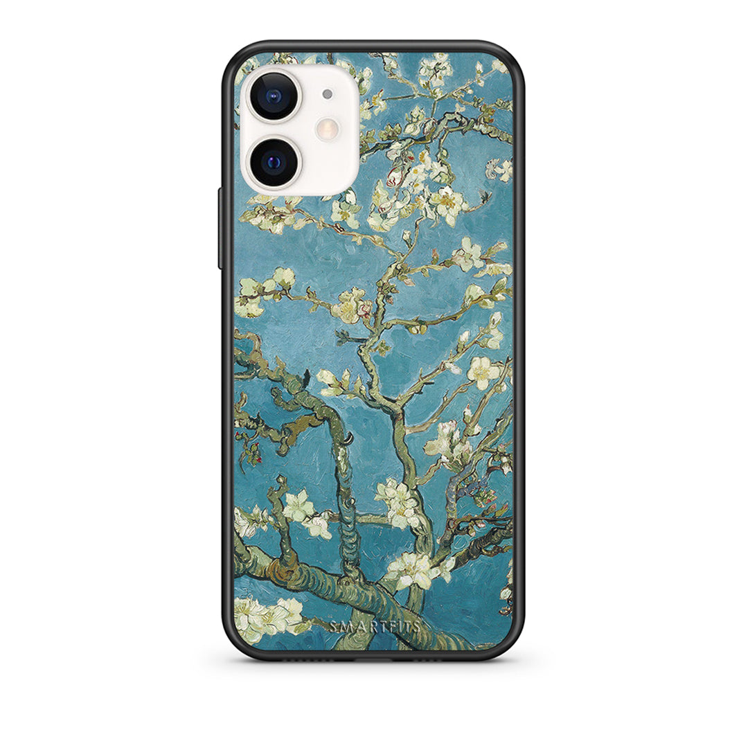 Θήκη iPhone 12 Mini White Blossoms από τη Smartfits με σχέδιο στο πίσω μέρος και μαύρο περίβλημα | iPhone 12 Mini White Blossoms case with colorful back and black bezels