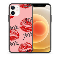 Thumbnail for Θήκη iPhone 12 Mini XOXO Lips από τη Smartfits με σχέδιο στο πίσω μέρος και μαύρο περίβλημα | iPhone 12 Mini XOXO Lips case with colorful back and black bezels