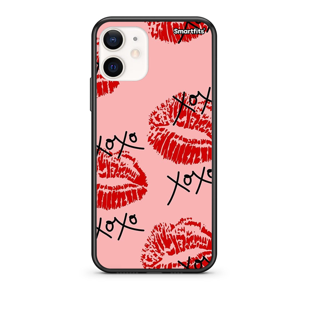Θήκη iPhone 12 Mini XOXO Lips από τη Smartfits με σχέδιο στο πίσω μέρος και μαύρο περίβλημα | iPhone 12 Mini XOXO Lips case with colorful back and black bezels