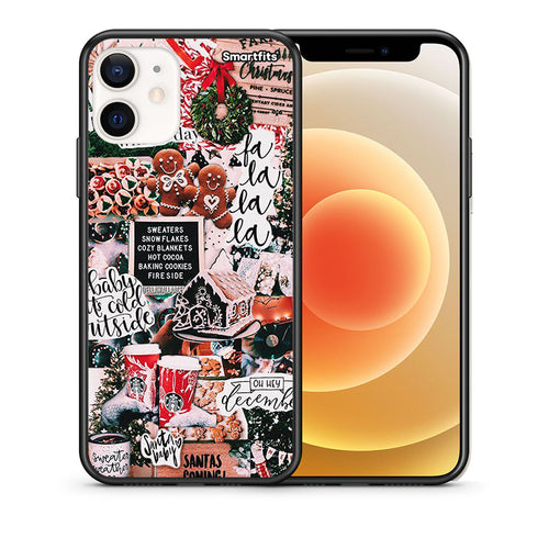 Θήκη iPhone 12 Mini Xmas Habbits από τη Smartfits με σχέδιο στο πίσω μέρος και μαύρο περίβλημα | iPhone 12 Mini Xmas Habbits case with colorful back and black bezels