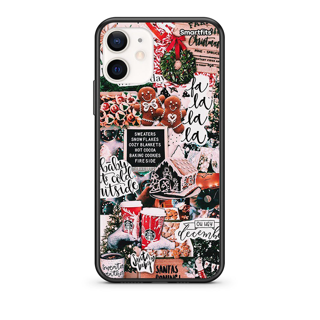 Θήκη iPhone 12 Mini Xmas Habbits από τη Smartfits με σχέδιο στο πίσω μέρος και μαύρο περίβλημα | iPhone 12 Mini Xmas Habbits case with colorful back and black bezels