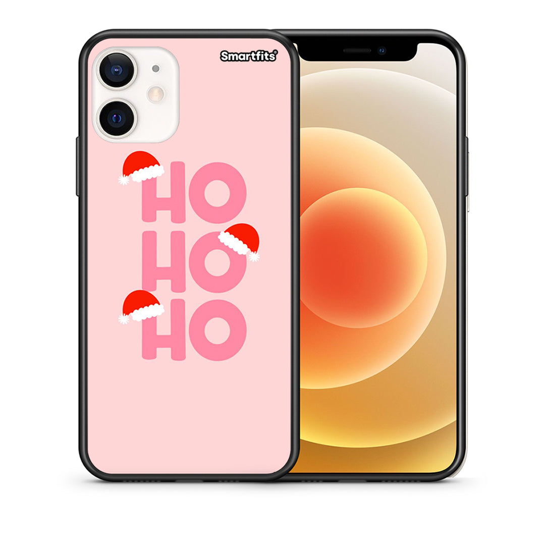 Θήκη iPhone 12 Mini Xmas Ho Ho Ho από τη Smartfits με σχέδιο στο πίσω μέρος και μαύρο περίβλημα | iPhone 12 Mini Xmas Ho Ho Ho case with colorful back and black bezels