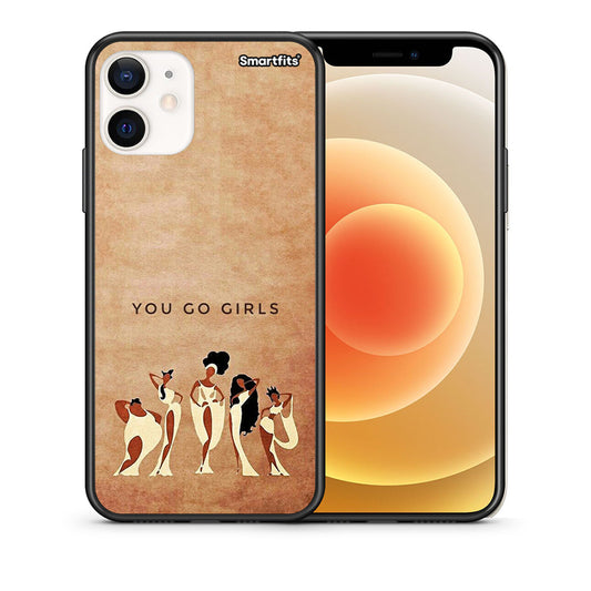 Θήκη iPhone 12 Mini You Go Girl από τη Smartfits με σχέδιο στο πίσω μέρος και μαύρο περίβλημα | iPhone 12 Mini You Go Girl case with colorful back and black bezels
