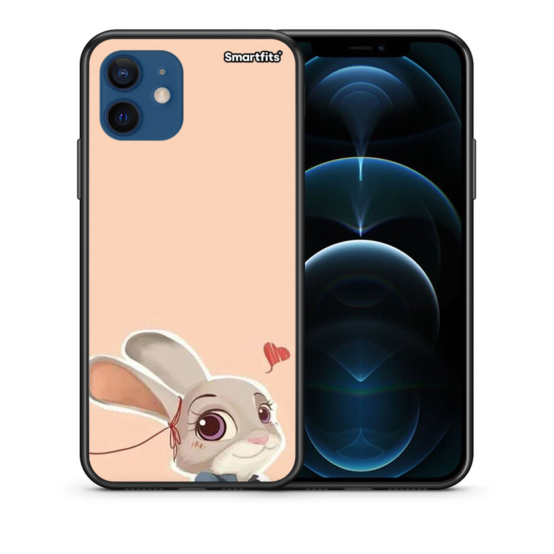 Θήκη iPhone 12 Nick Wilde And Judy Hopps Love 2 από τη Smartfits με σχέδιο στο πίσω μέρος και μαύρο περίβλημα | iPhone 12 Nick Wilde And Judy Hopps Love 2 case with colorful back and black bezels