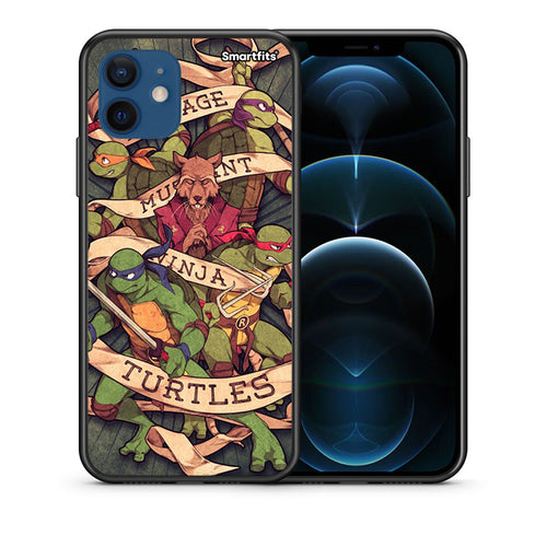 Θήκη iPhone 12 Pro Ninja Turtles από τη Smartfits με σχέδιο στο πίσω μέρος και μαύρο περίβλημα | iPhone 12 Pro Ninja Turtles case with colorful back and black bezels