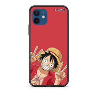 Thumbnail for Θήκη iPhone 12 Pirate Luffy από τη Smartfits με σχέδιο στο πίσω μέρος και μαύρο περίβλημα | iPhone 12 Pirate Luffy case with colorful back and black bezels