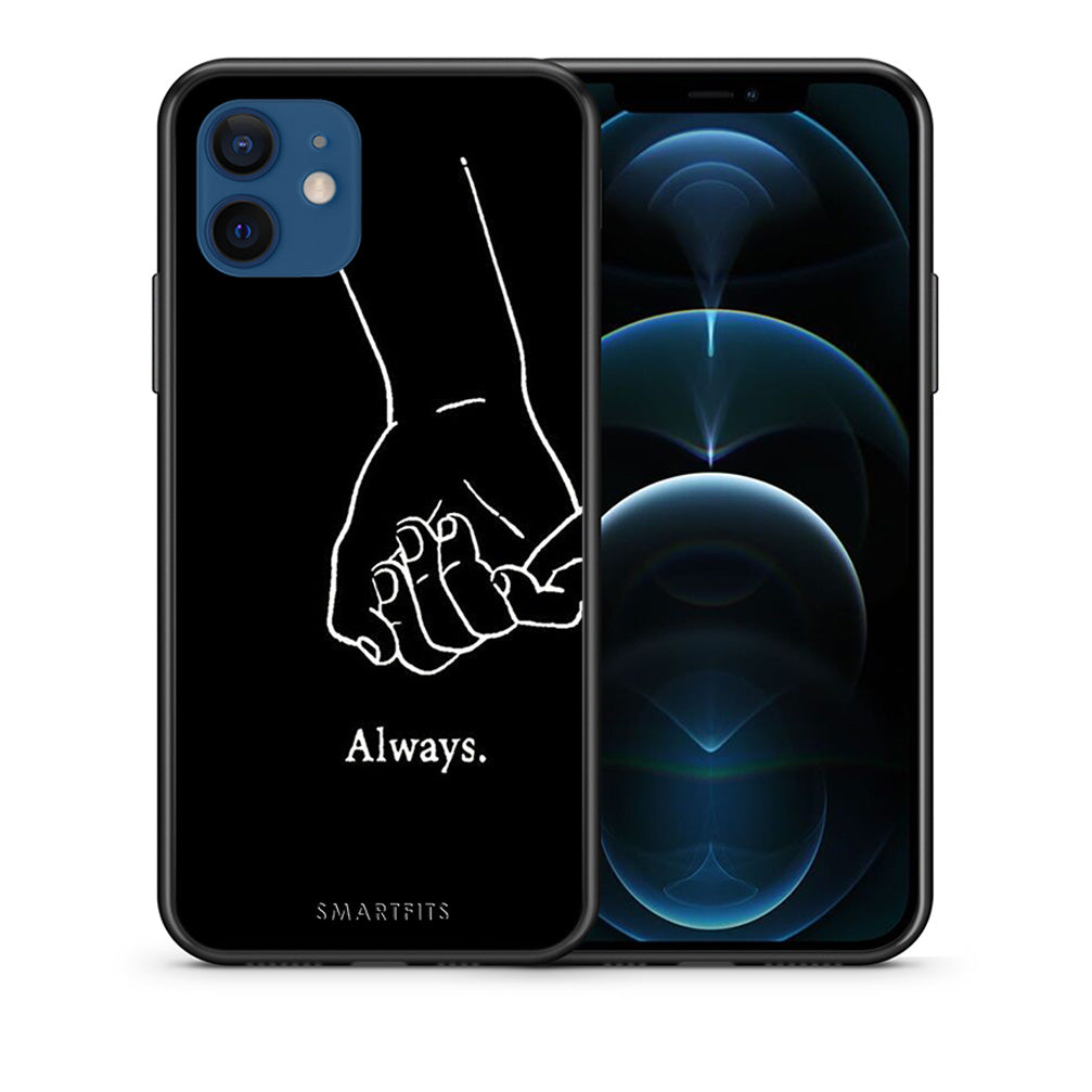 Θήκη Αγίου Βαλεντίνου iPhone 12 Pro Always & Forever 1 από τη Smartfits με σχέδιο στο πίσω μέρος και μαύρο περίβλημα | iPhone 12 Pro Always & Forever 1 case with colorful back and black bezels