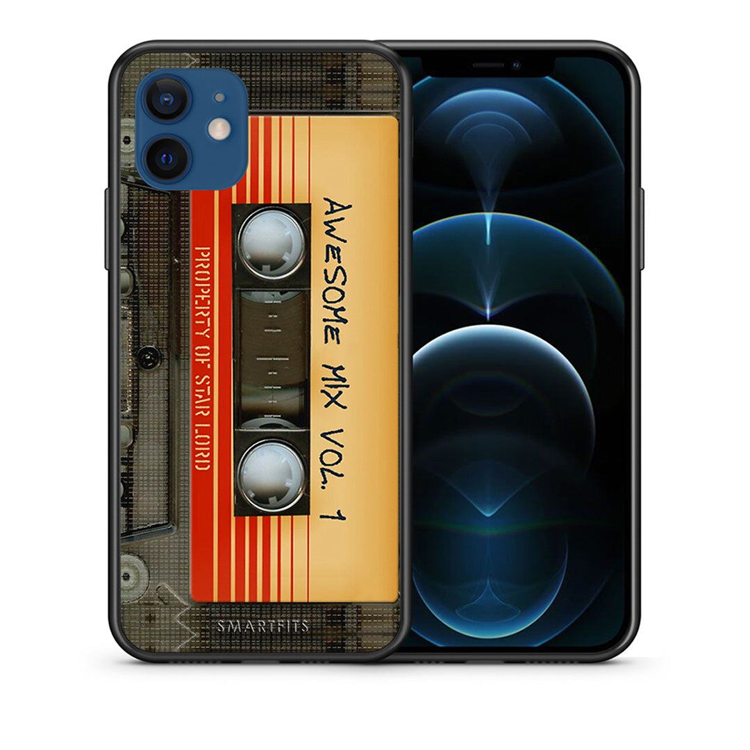 Θήκη iPhone 12 Awesome Mix από τη Smartfits με σχέδιο στο πίσω μέρος και μαύρο περίβλημα | iPhone 12 Awesome Mix case with colorful back and black bezels