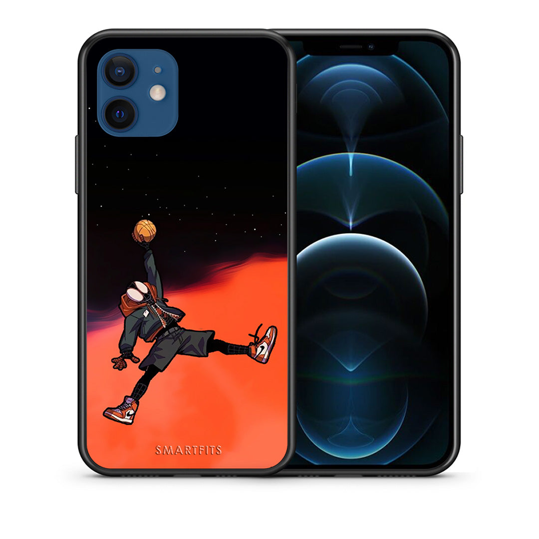 Θήκη iPhone 12 Basketball Hero από τη Smartfits με σχέδιο στο πίσω μέρος και μαύρο περίβλημα | iPhone 12 Basketball Hero case with colorful back and black bezels