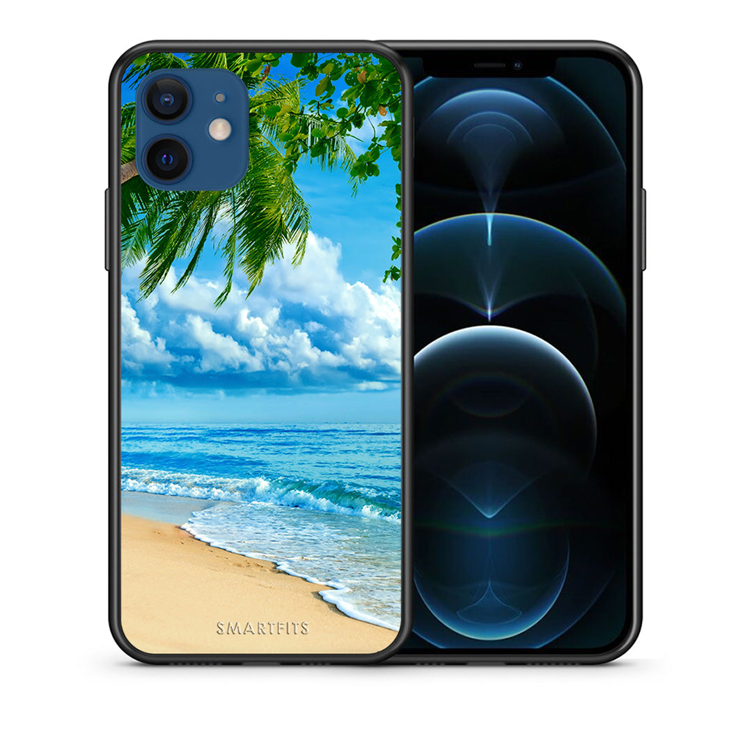 Θήκη iPhone 12 Beautiful Beach από τη Smartfits με σχέδιο στο πίσω μέρος και μαύρο περίβλημα | iPhone 12 Beautiful Beach case with colorful back and black bezels