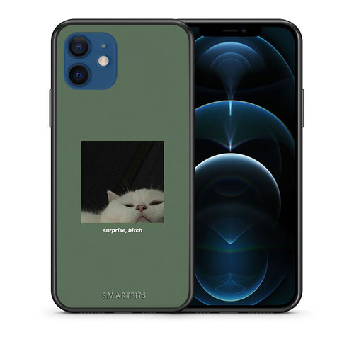 Θήκη iPhone 12 Bitch Surprise από τη Smartfits με σχέδιο στο πίσω μέρος και μαύρο περίβλημα | iPhone 12 Bitch Surprise case with colorful back and black bezels