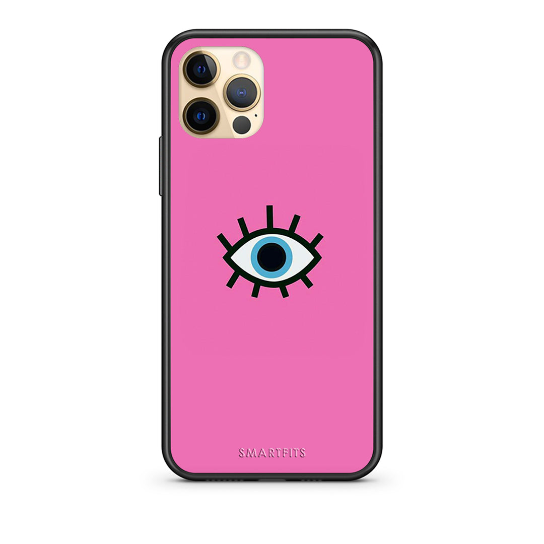 Θήκη iPhone 12 Blue Eye Pink από τη Smartfits με σχέδιο στο πίσω μέρος και μαύρο περίβλημα | iPhone 12 Blue Eye Pink case with colorful back and black bezels