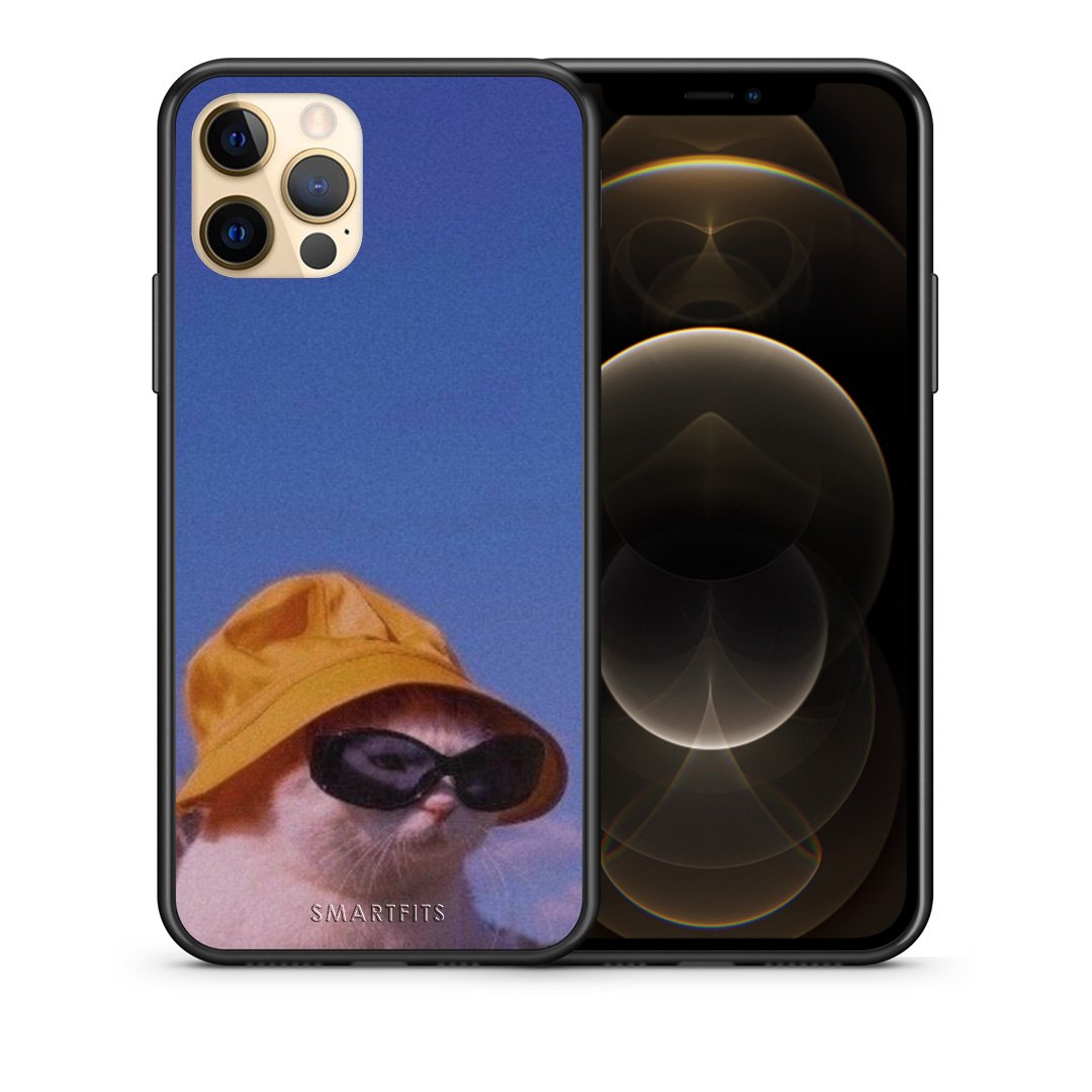Θήκη iPhone 12 Cat Diva από τη Smartfits με σχέδιο στο πίσω μέρος και μαύρο περίβλημα | iPhone 12 Cat Diva case with colorful back and black bezels
