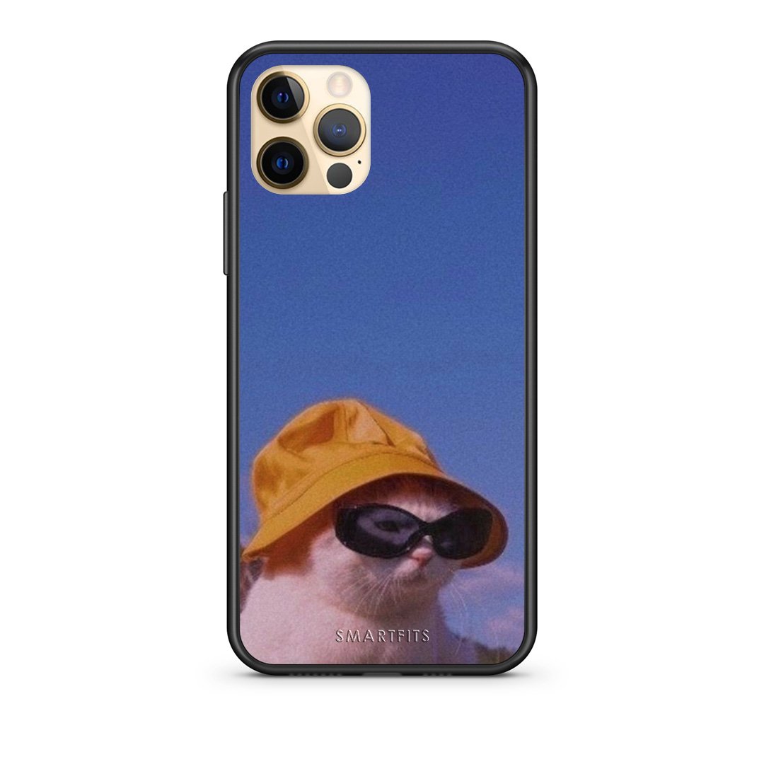 Θήκη iPhone 12 Cat Diva από τη Smartfits με σχέδιο στο πίσω μέρος και μαύρο περίβλημα | iPhone 12 Cat Diva case with colorful back and black bezels