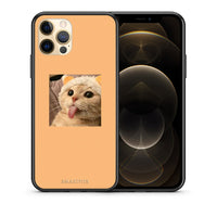 Thumbnail for Θήκη iPhone 12 Cat Tongue από τη Smartfits με σχέδιο στο πίσω μέρος και μαύρο περίβλημα | iPhone 12 Cat Tongue case with colorful back and black bezels