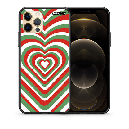 Θήκη iPhone 12 Pro Max Christmas Hearts από τη Smartfits με σχέδιο στο πίσω μέρος και μαύρο περίβλημα | iPhone 12 Pro Max Christmas Hearts case with colorful back and black bezels