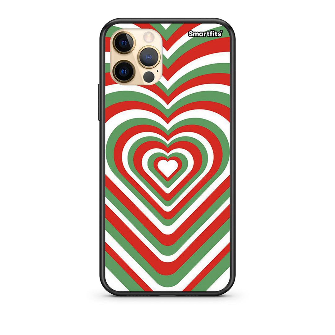 Θήκη iPhone 12 Christmas Hearts από τη Smartfits με σχέδιο στο πίσω μέρος και μαύρο περίβλημα | iPhone 12 Christmas Hearts case with colorful back and black bezels