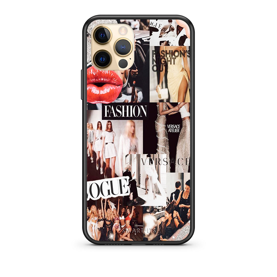 Θήκη Αγίου Βαλεντίνου iPhone 12 Collage Fashion από τη Smartfits με σχέδιο στο πίσω μέρος και μαύρο περίβλημα | iPhone 12 Collage Fashion case with colorful back and black bezels