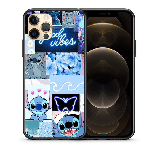 Θήκη Αγίου Βαλεντίνου iPhone 12 Pro Collage Good Vibes από τη Smartfits με σχέδιο στο πίσω μέρος και μαύρο περίβλημα | iPhone 12 Pro Collage Good Vibes case with colorful back and black bezels