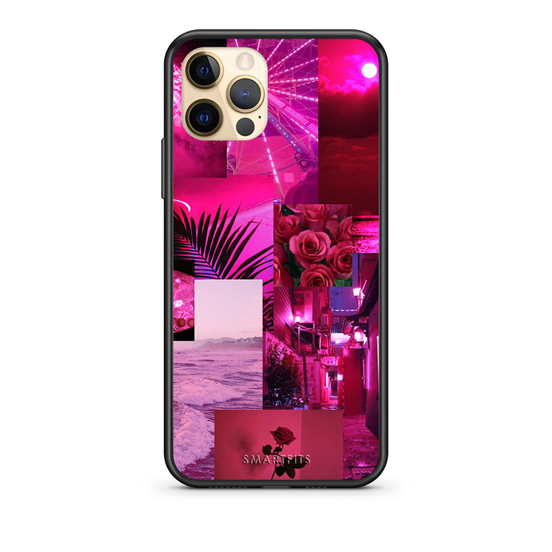 Θήκη Αγίου Βαλεντίνου iPhone 12 Collage Red Roses από τη Smartfits με σχέδιο στο πίσω μέρος και μαύρο περίβλημα | iPhone 12 Collage Red Roses case with colorful back and black bezels