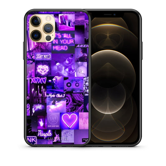 Θήκη Αγίου Βαλεντίνου iPhone 12 Collage Stay Wild από τη Smartfits με σχέδιο στο πίσω μέρος και μαύρο περίβλημα | iPhone 12 Collage Stay Wild case with colorful back and black bezels