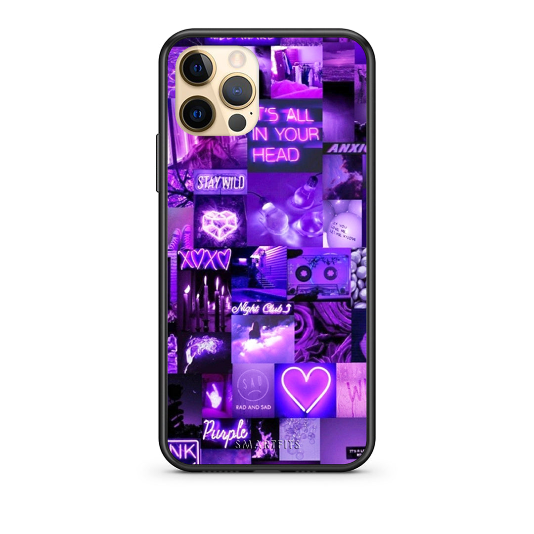 Θήκη Αγίου Βαλεντίνου iPhone 12 Collage Stay Wild από τη Smartfits με σχέδιο στο πίσω μέρος και μαύρο περίβλημα | iPhone 12 Collage Stay Wild case with colorful back and black bezels