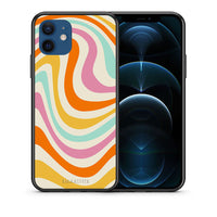 Thumbnail for Θήκη iPhone 12 Colourful Waves από τη Smartfits με σχέδιο στο πίσω μέρος και μαύρο περίβλημα | iPhone 12 Colourful Waves case with colorful back and black bezels