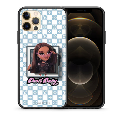 Θήκη Αγίου Βαλεντίνου iPhone 12 Pro Devil Baby από τη Smartfits με σχέδιο στο πίσω μέρος και μαύρο περίβλημα | iPhone 12 Pro Devil Baby case with colorful back and black bezels