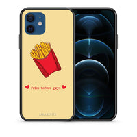 Thumbnail for Θήκη Αγίου Βαλεντίνου iPhone 12 Fries Before Guys από τη Smartfits με σχέδιο στο πίσω μέρος και μαύρο περίβλημα | iPhone 12 Fries Before Guys case with colorful back and black bezels
