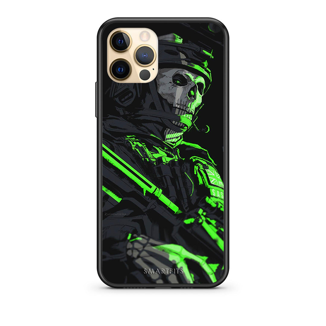Θήκη Αγίου Βαλεντίνου iPhone 12 Green Soldier από τη Smartfits με σχέδιο στο πίσω μέρος και μαύρο περίβλημα | iPhone 12 Green Soldier case with colorful back and black bezels