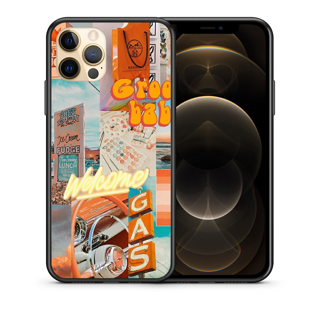 Θήκη Αγίου Βαλεντίνου iPhone 12 Groovy Babe από τη Smartfits με σχέδιο στο πίσω μέρος και μαύρο περίβλημα | iPhone 12 Groovy Babe case with colorful back and black bezels