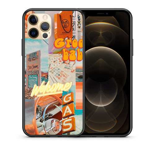 Θήκη Αγίου Βαλεντίνου iPhone 12 Groovy Babe από τη Smartfits με σχέδιο στο πίσω μέρος και μαύρο περίβλημα | iPhone 12 Groovy Babe case with colorful back and black bezels
