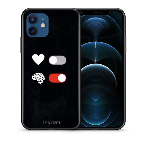 Θήκη Αγίου Βαλεντίνου iPhone 12 Pro Heart Vs Brain από τη Smartfits με σχέδιο στο πίσω μέρος και μαύρο περίβλημα | iPhone 12 Pro Heart Vs Brain case with colorful back and black bezels
