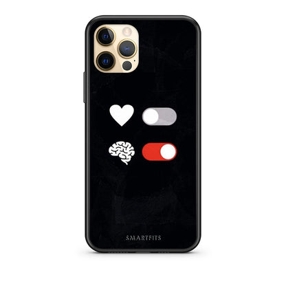 Θήκη Αγίου Βαλεντίνου iPhone 12 Heart Vs Brain από τη Smartfits με σχέδιο στο πίσω μέρος και μαύρο περίβλημα | iPhone 12 Heart Vs Brain case with colorful back and black bezels