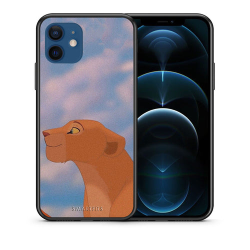 Θήκη Αγίου Βαλεντίνου iPhone 12 Pro Lion Love 2 από τη Smartfits με σχέδιο στο πίσω μέρος και μαύρο περίβλημα | iPhone 12 Pro Lion Love 2 case with colorful back and black bezels