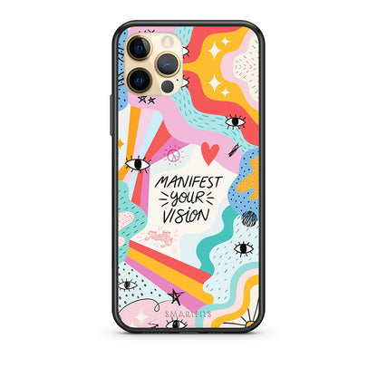 Θήκη iPhone 12 Manifest Your Vision από τη Smartfits με σχέδιο στο πίσω μέρος και μαύρο περίβλημα | iPhone 12 Manifest Your Vision case with colorful back and black bezels